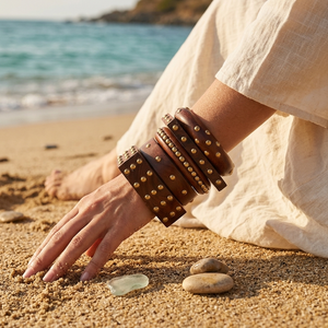 Modern Wooden Bangle Stack by Leshya