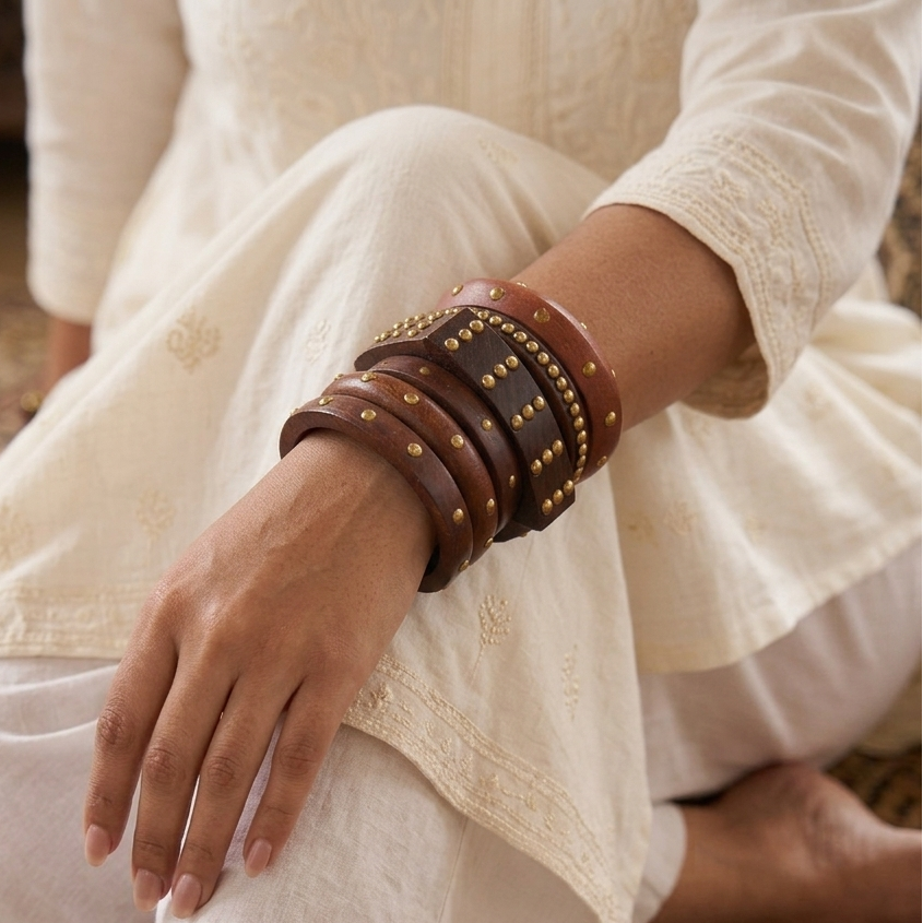 Modern Wooden Bangle Stack by Leshya