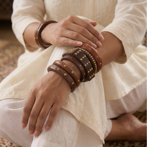 Modern Wooden Bangle Stack by Leshya