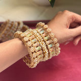 Bridal pastel kangan with Gajra Kada by Leshya for both hands