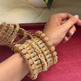 Bridal pastel kangan with Gajra Kada by Leshya for both hands