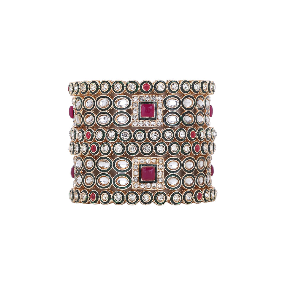 Bridal Kundan Stone Bangle set for two Hands