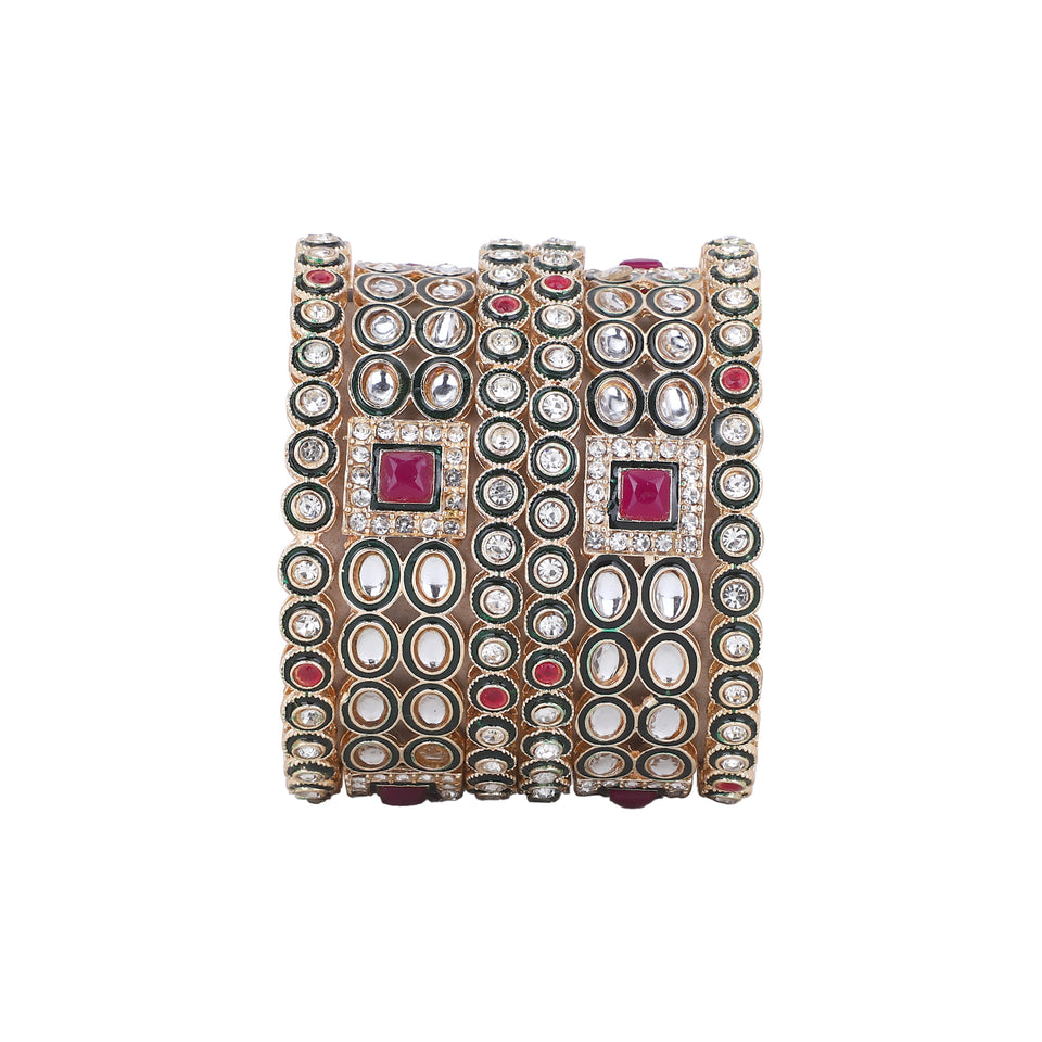 Bridal Kundan Stone Bangle set for two Hands