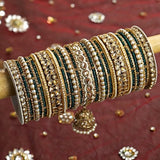 Traditional Ranisa Bangle Set with Kundan Jhumki for both hands by Leshya