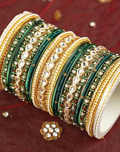 Bridal Bangle Set with Kundan Kangan by Leshya