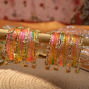 Kashmiri Ghungroo with Glass bangles and stone bangles by Leshya