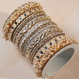Bridal Stone Bangle Set with Gajra and mirror kada by Leshya