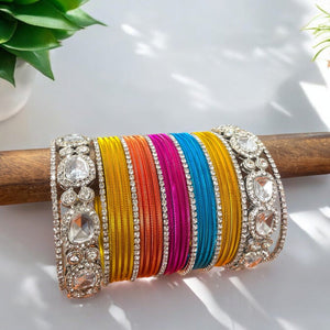 Silver Kundan Bangle set for two hands by Leshya