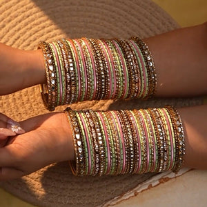 Intricate Dual Colour Pastel Bridal Bangle set