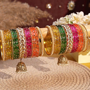 Bridal Jhumki Style Bangle set for two hands by Leshya (Glass)