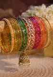 Bridal Jhumki Style Bangle set for two hands by Leshya (Glass)