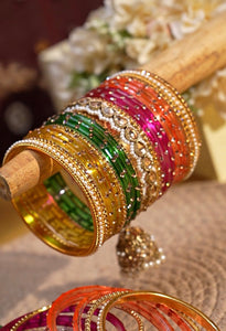Bridal Jhumki Style Bangle set for two hands by Leshya (Glass)