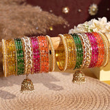 Bridal Jhumki Style Bangle set for two hands by Leshya (Glass)