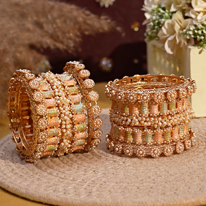 Bridal pastel kangan with Gajra Kada by Leshya for both hands