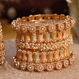 Bridal pastel kangan with Gajra Kada by Leshya for both hands