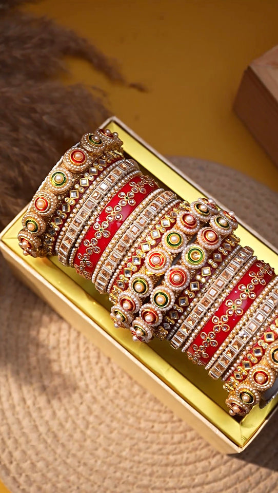 Traditional Rajasthani Bridal Chura with pacheli kada by Leshya