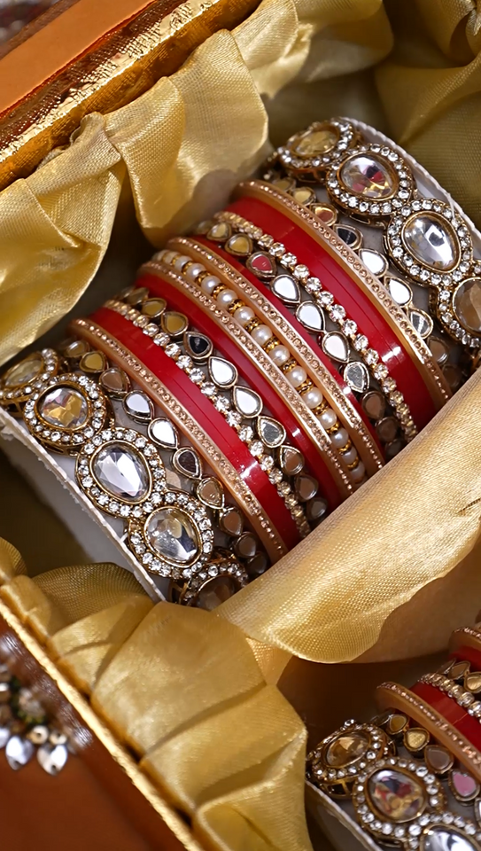 Bridal Chura with Ambi shaped Kundan Kada