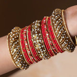 Set of 2 Traditional Colored Silk Thread Bangle Set (Karva)