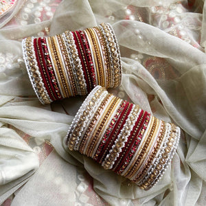 Multicoloured Traditional Style Bangle set for two hands by Leshya