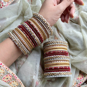 Multicoloured Traditional Style Bangle set for two hands by Leshya