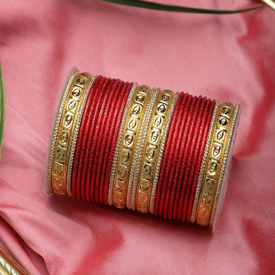 Bangle Set with Golden Etching Kada by Leshya