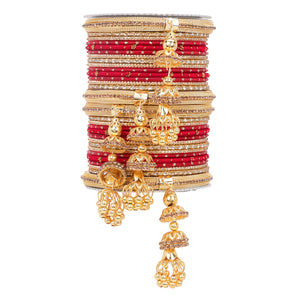 Traditional Jhumki Bangle set by Leshya with golden Dotted bangle