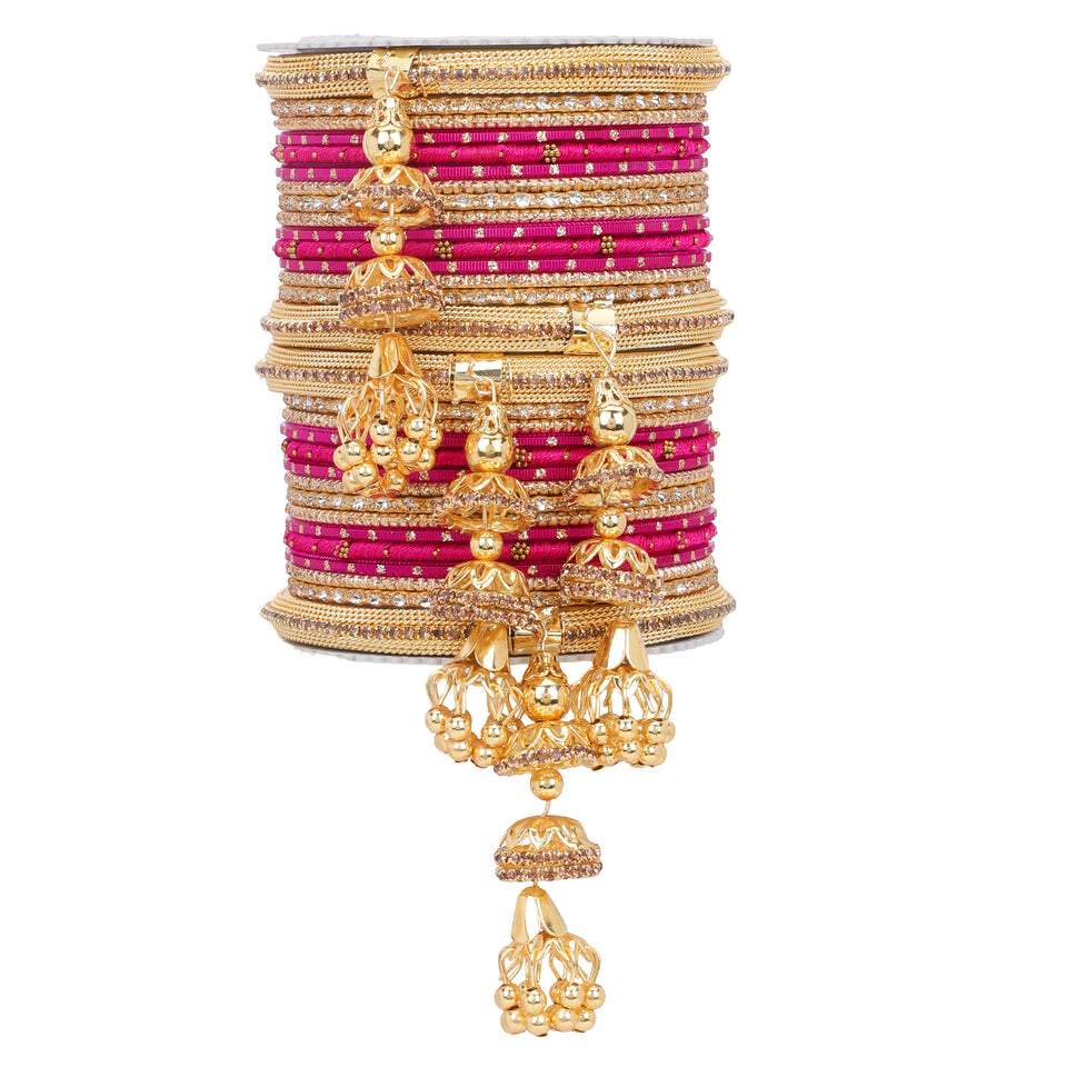 Traditional Jhumki Bangle set by Leshya with golden Dotted bangle