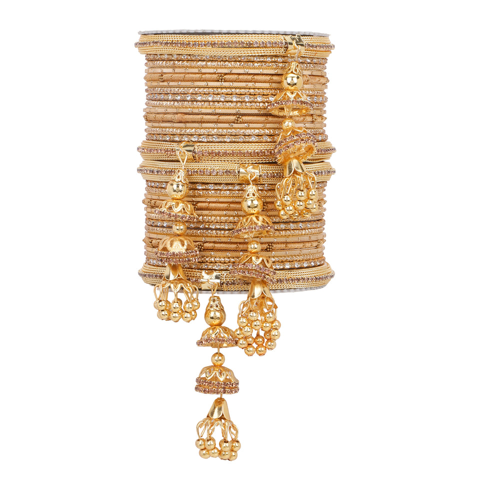 Traditional Jhumki Bangle set by Leshya with golden Dotted bangle