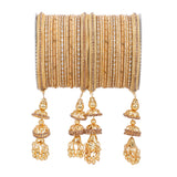 Traditional Jhumki Bangle set by Leshya with golden Dotted bangle