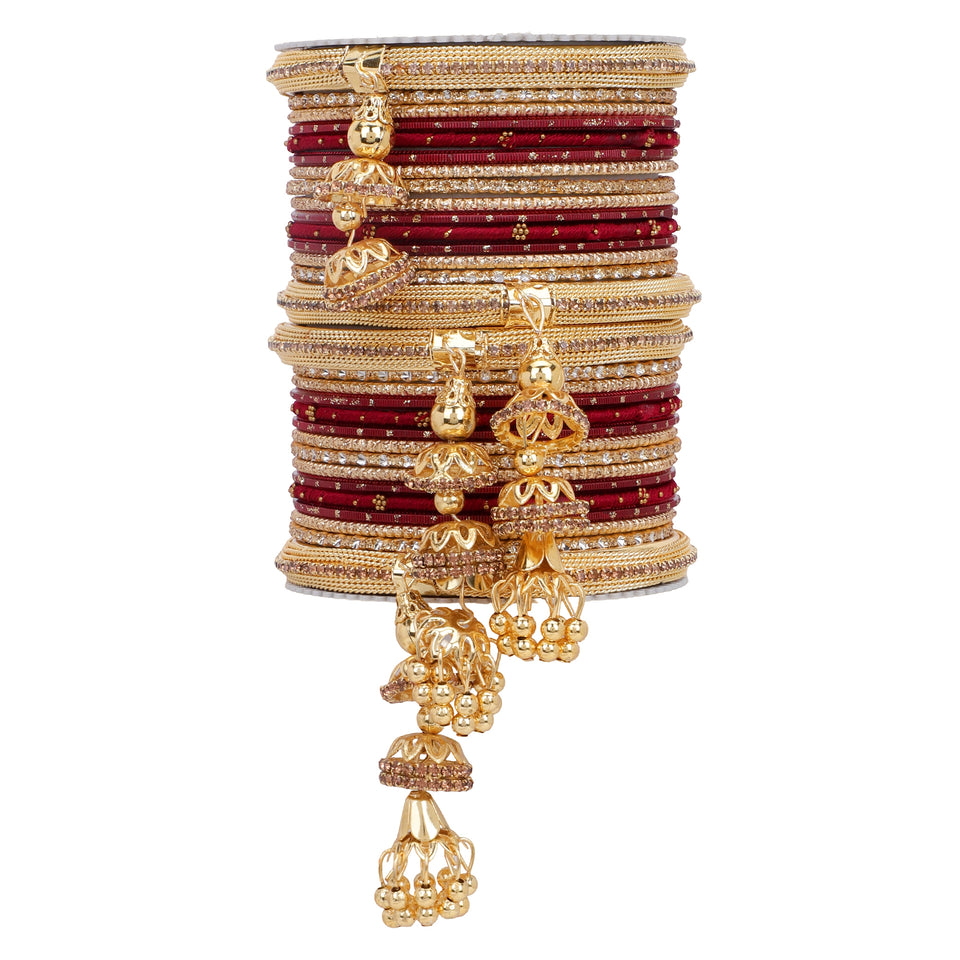 Traditional Jhumki Bangle set by Leshya with golden Dotted bangle