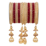 Traditional Jhumki Bangle set by Leshya with golden Dotted bangle