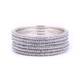Gifting Box Set of 12 Dotted Metal Bangles with Golden silver Kada by Leshya