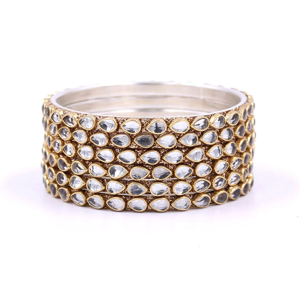 Gifting Box Set of 12 Velvet Bangles with Golden silver Kada by Leshya