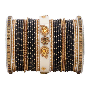 Traditonal Bridal Bangle set with golden dotted design