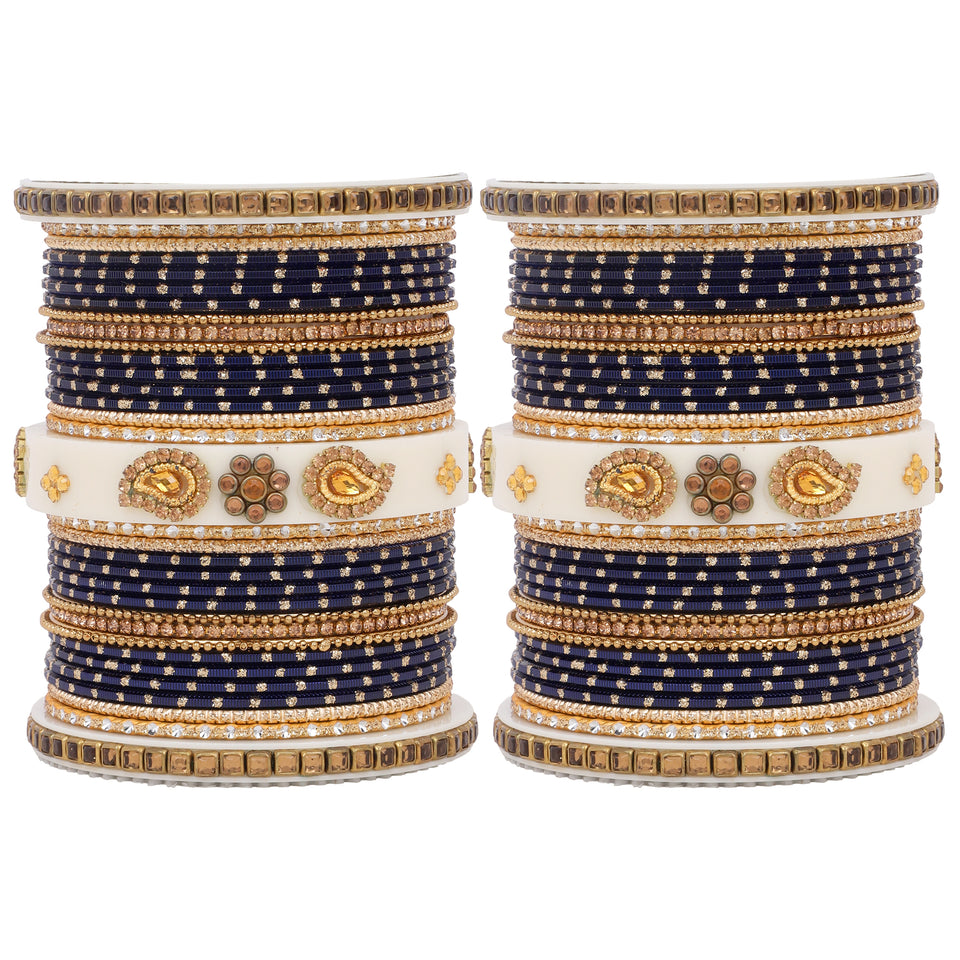 Traditonal Bridal Bangle set with golden dotted design