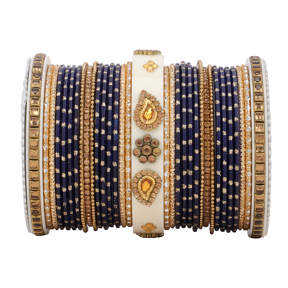 Traditonal Bridal Bangle set with golden dotted design