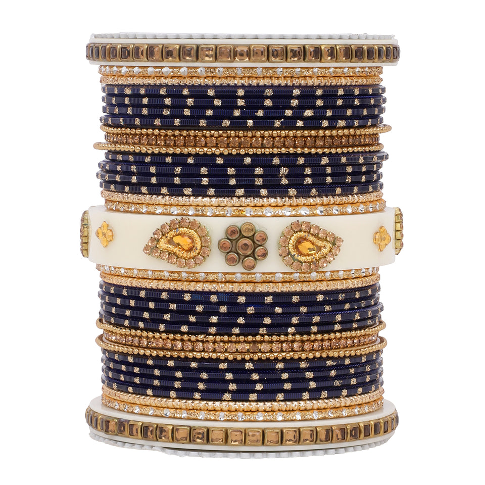 Traditonal Bridal Bangle set with golden dotted design