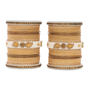 Traditonal Bridal Bangle set with golden dotted design