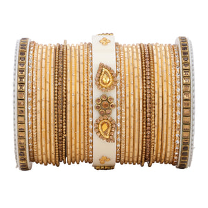 Traditonal Bridal Bangle set with golden dotted design