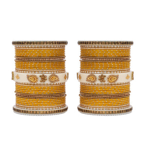 Traditonal Bridal Bangle set with golden dotted design