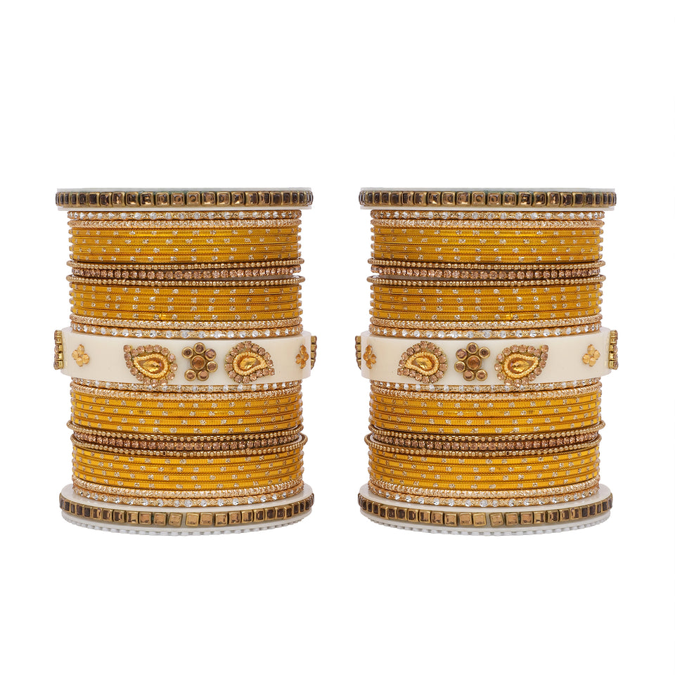 Traditonal Bridal Bangle set with golden dotted design