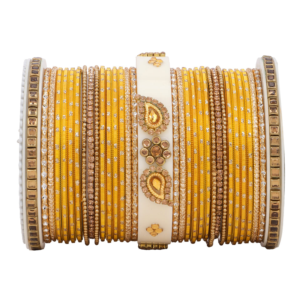 Traditonal Bridal Bangle set with golden dotted design