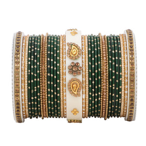 Traditonal Bridal Bangle set with golden dotted design