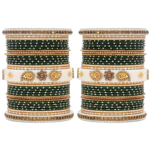 Traditonal Bridal Bangle set with golden dotted design