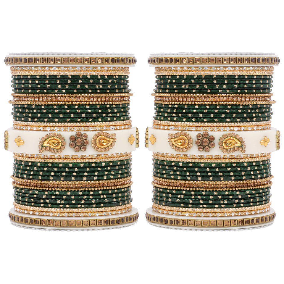 Traditonal Bridal Bangle set with golden dotted design