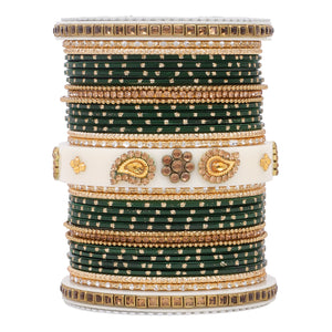 Traditonal Bridal Bangle set with golden dotted design