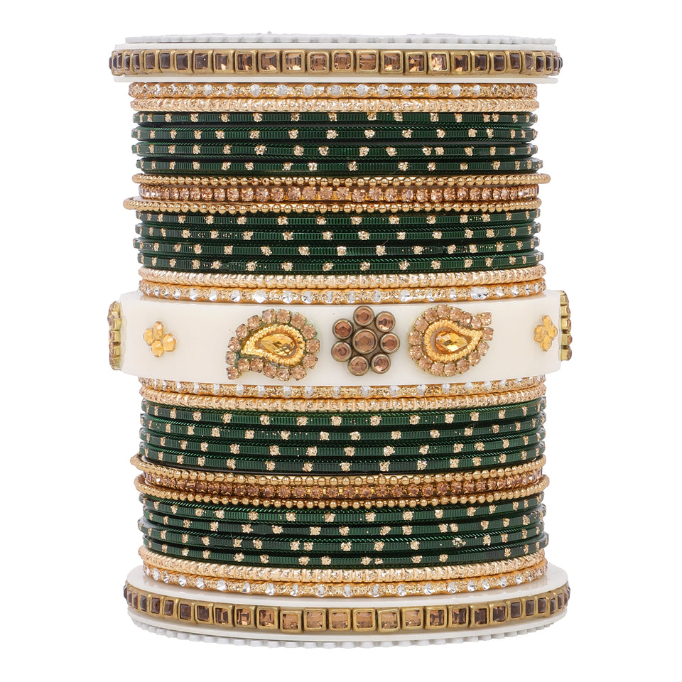 Traditonal Bridal Bangle set with golden dotted design
