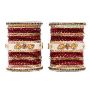 Traditonal Bridal Bangle set with golden dotted design