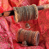 Bridal Stone Bangle Set with Jhumki by Leshya