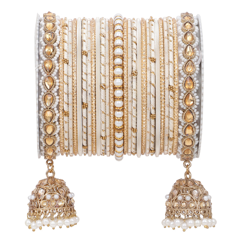 Bridal Jhumki Style Bangle set for two hands by Leshya (Plus Size)